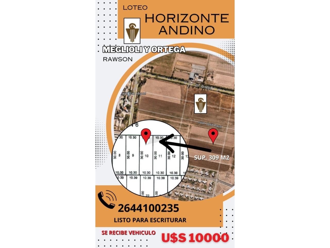 Vendo Lote De 300 M2 .dpto Rawson- Recibo Vehiculo.