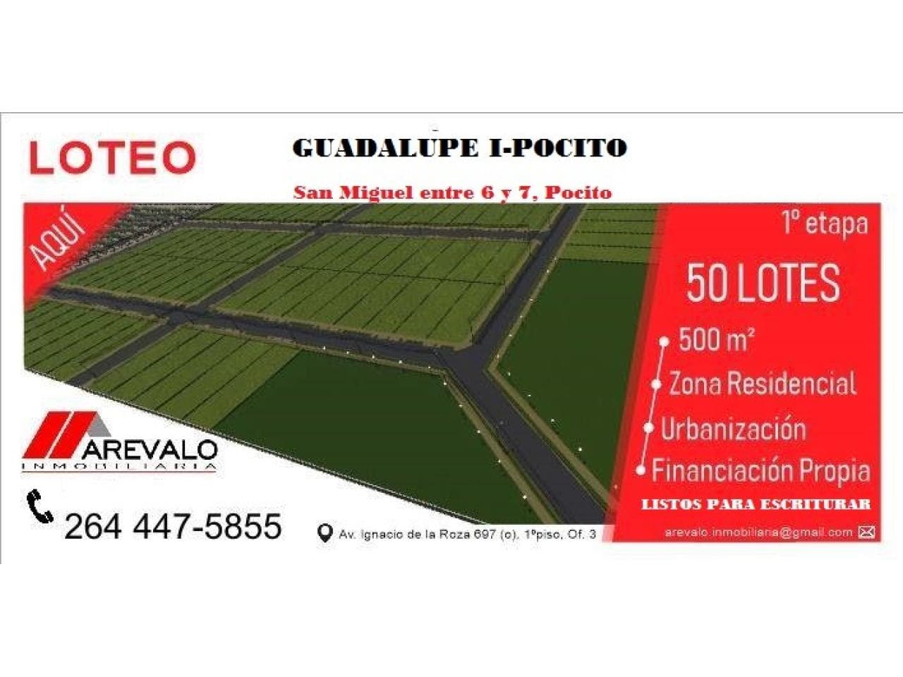 Loteo Publico Guadalupe I. 50 Lotes. Calle San Miguel Entre 6 Y 7. Pocito