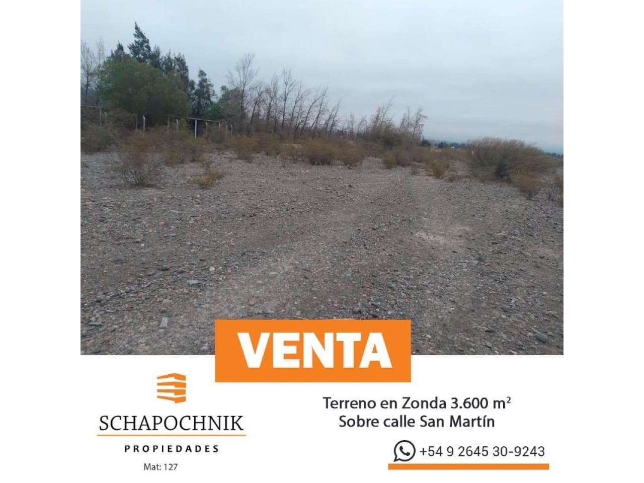 Venta Lote Zonda De 3600m2