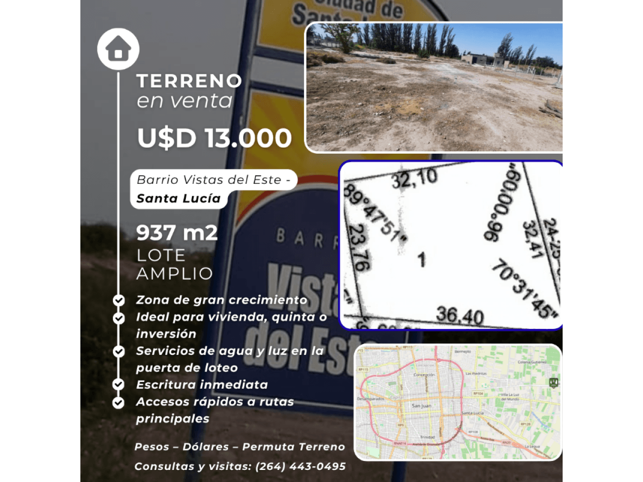 Terreno 937 M2 En Vistas Del Este, Santa Lucía: Ideal Para Inversores, Negocios O Vivienda