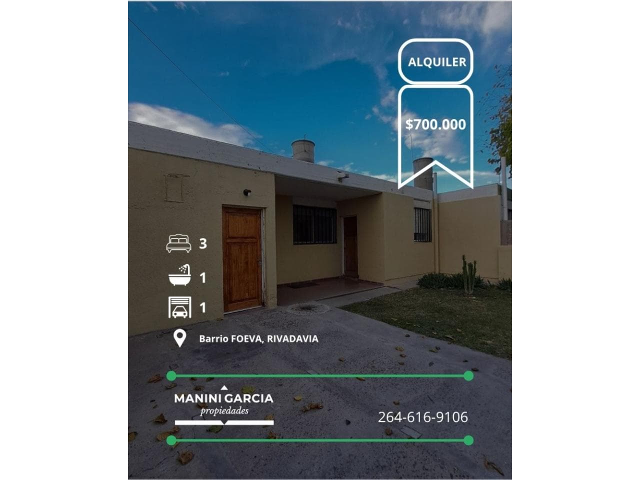 Alquiler- Foeva - Casa De 3 Dormitorios En Rivadavia