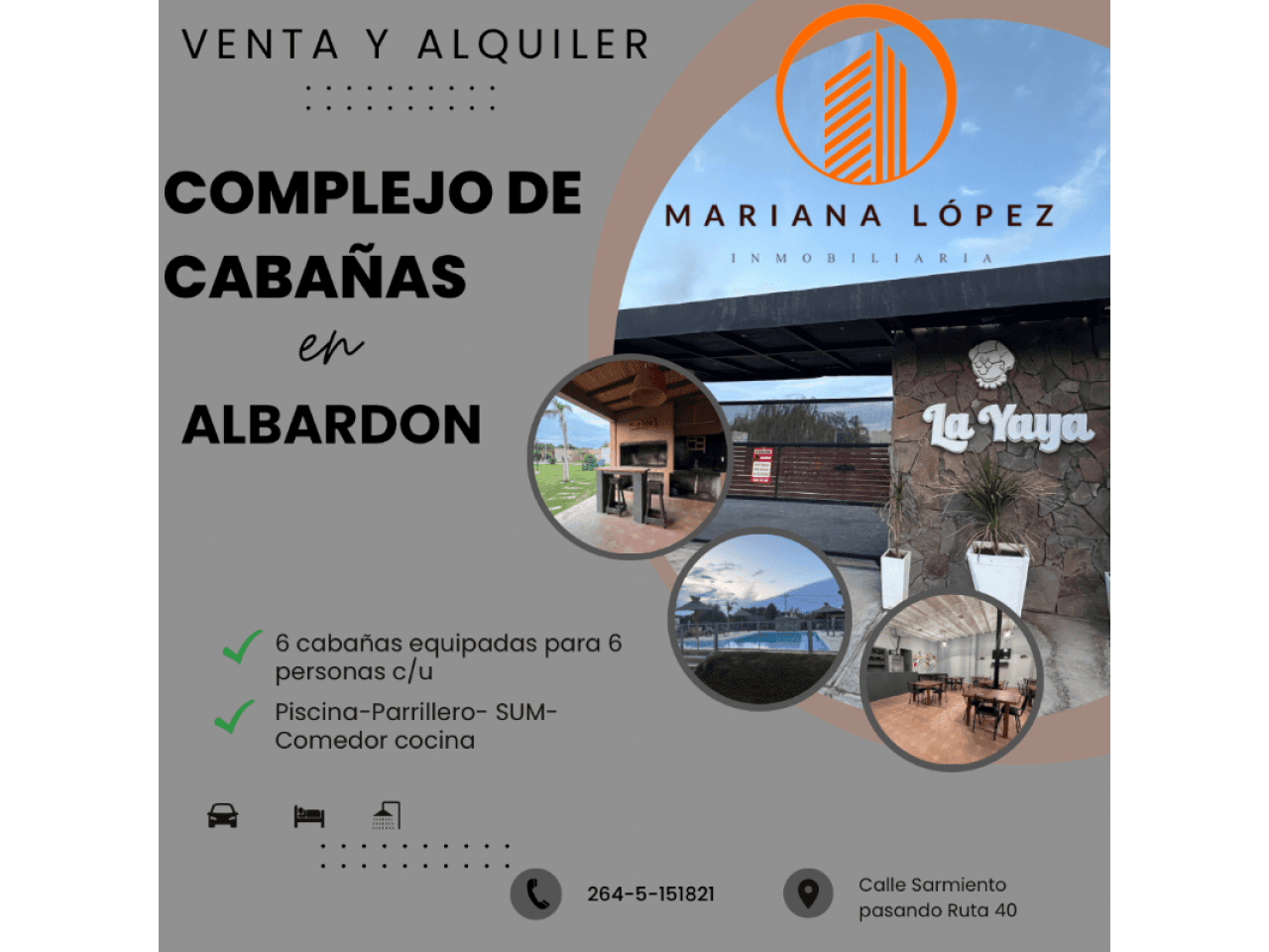 Complejo De Cabañas Venta Y Alquiler. Albardon