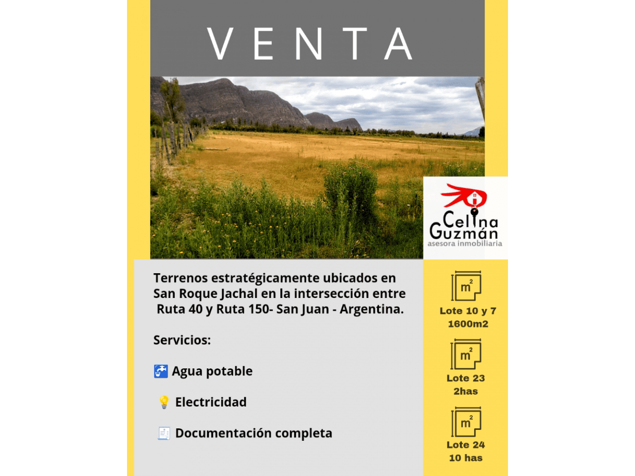 Venta. Terrenos En Jachal Ruta 40 Intersección Ruta150 A Pocos Metros De Agua Negra
