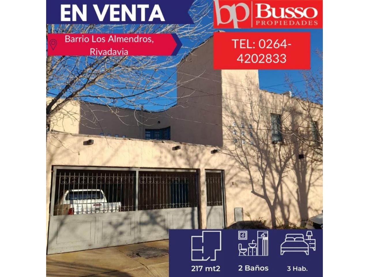 Busso Prop. Vende Hermosa Casa, 3 Dormitorios. En Rivadavia