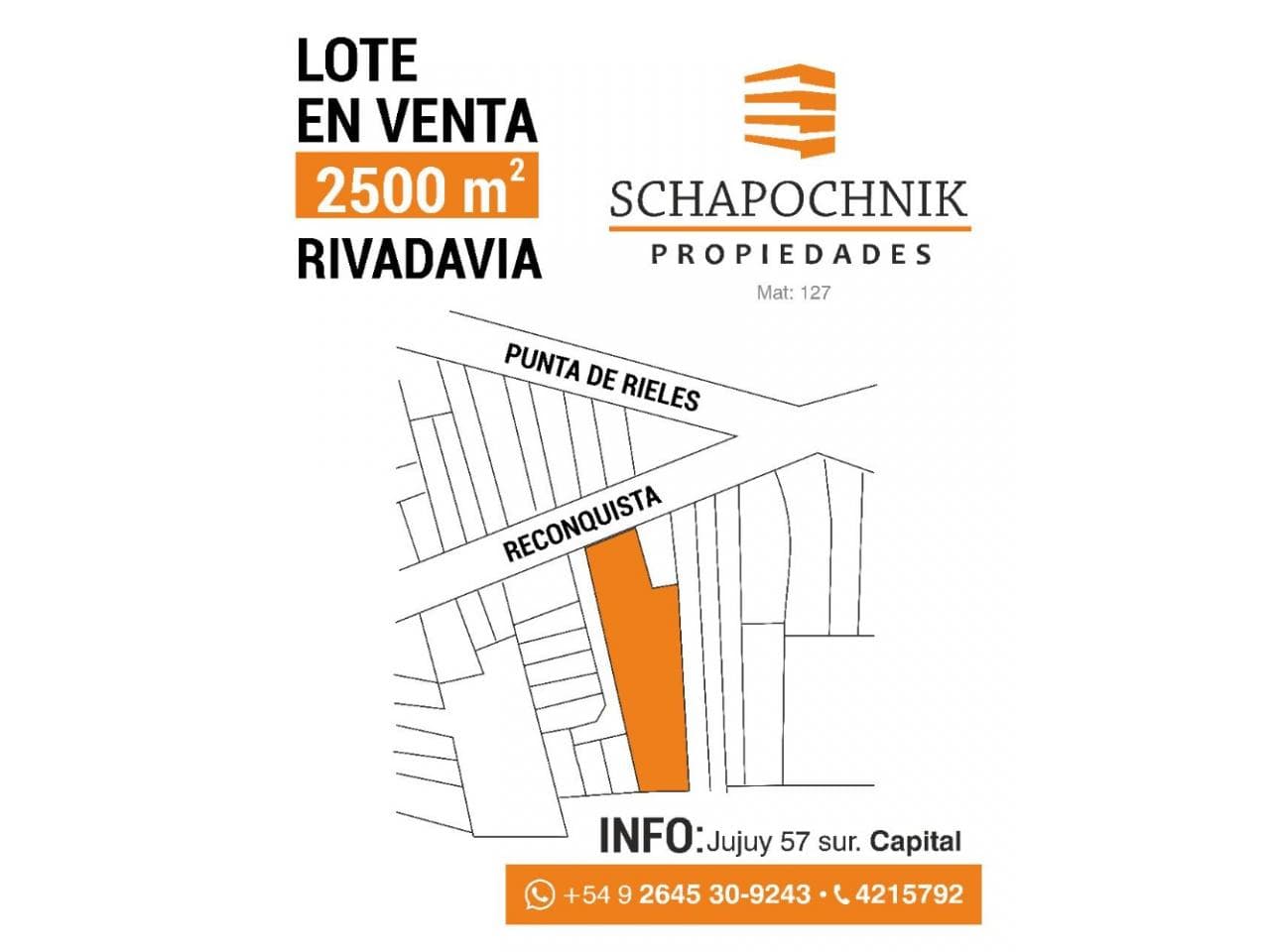 Lote En Venta De 2500m2 Rivadavia