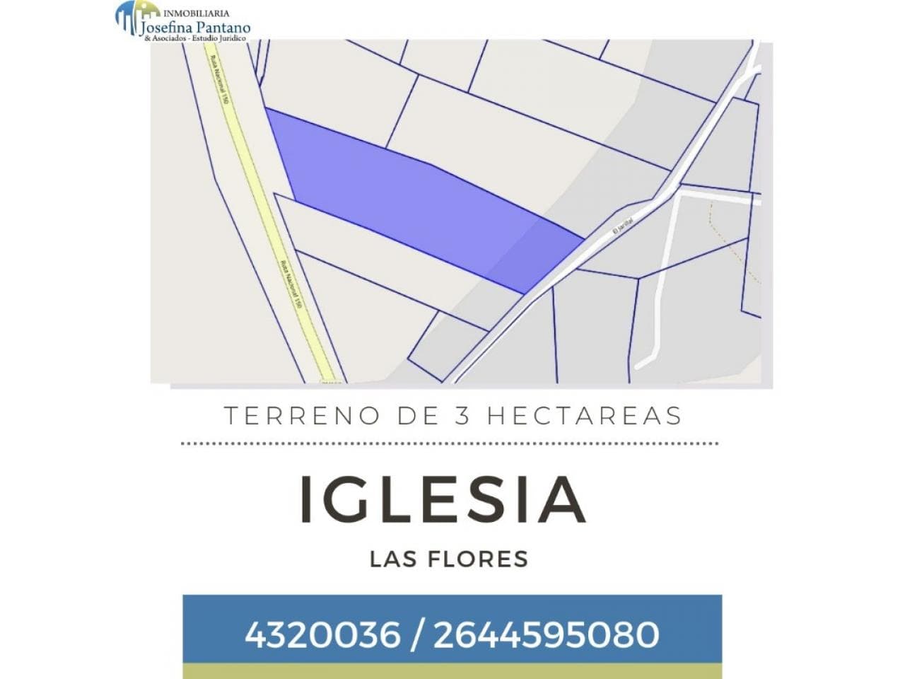 Iglesia  Las Flores Terreno 12.000m Zona Estrategica De Muy Facil Acceso U$s42.000 Tel 2646296308 - 2645641149