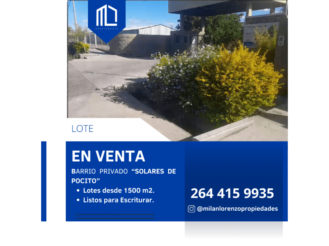 Oportunidad Ultimos 2 Terrenos En Venta Barrio Privado Solares De Pocito.  Financiación Hasta En 12 Cuotas
