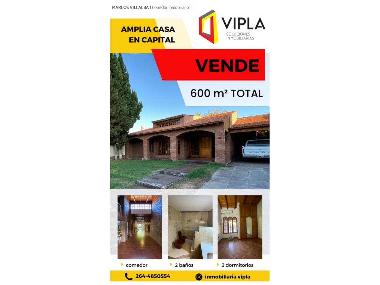 Venta. Casa Tres Habitaciones A Una Cuadra De La Plaza De Concepcion. Capital