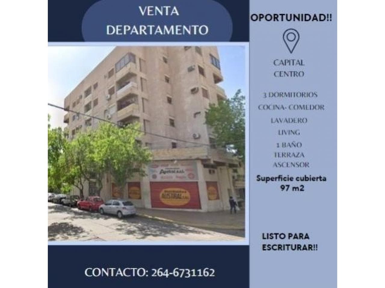 Venta. Departamento 3 Dormitorios Listo Para Escriturar. Capital