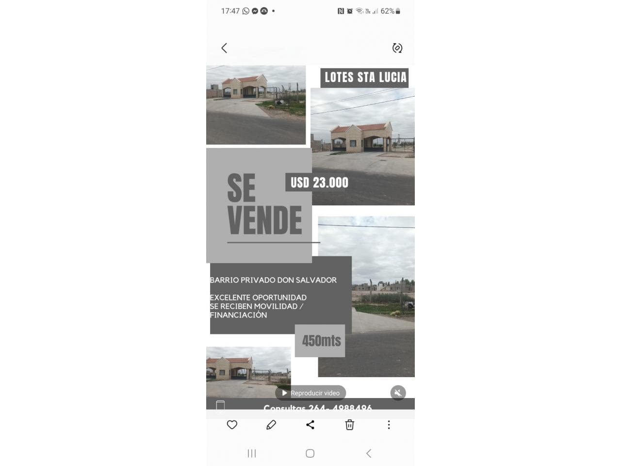 Venta. Lote Barrio Privado Don Salvador. Santa Lucia