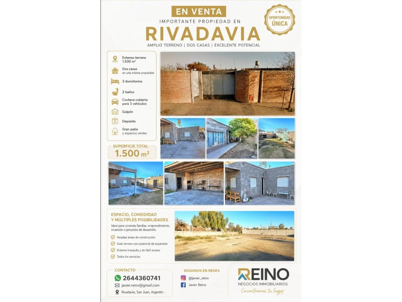 Venta. Casa, Con Un Depto Extenso Terreno. Rivadavia