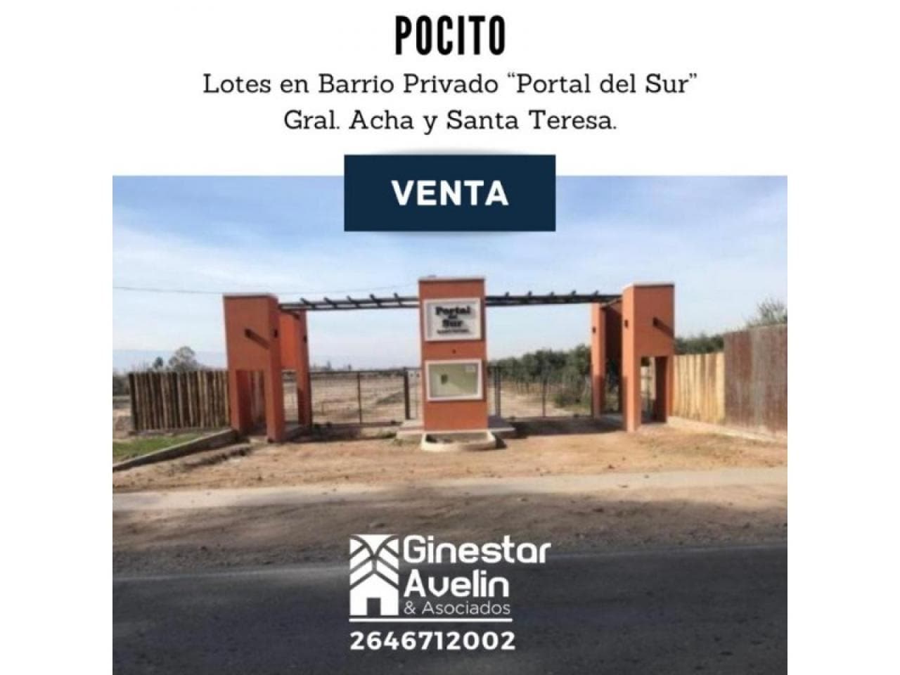 Venta. Terreno - B° Privado " Portal Del Sur ". 830 M2.  - Lote 01-  Pocito