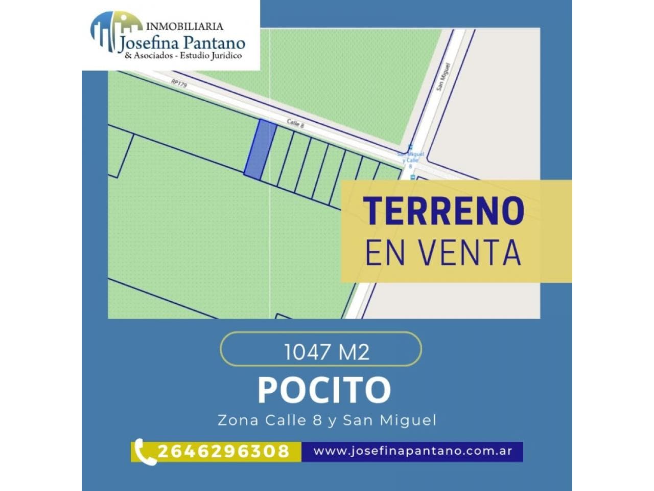De Remate ¡¡ Pocito Lote C/ Escritura  Calle 8 Y San Miguel, Sup 1047m2, U$s 9000  Tel 2646296308 - 2645641149