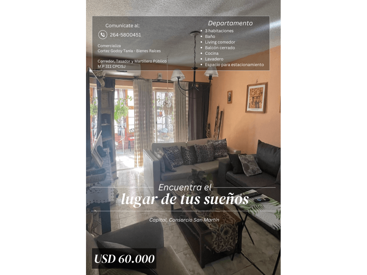 Venta De Departamento Semi Amoblado. En Consorcio San Martín, 3 Dormitorios, 92 M2. Capital