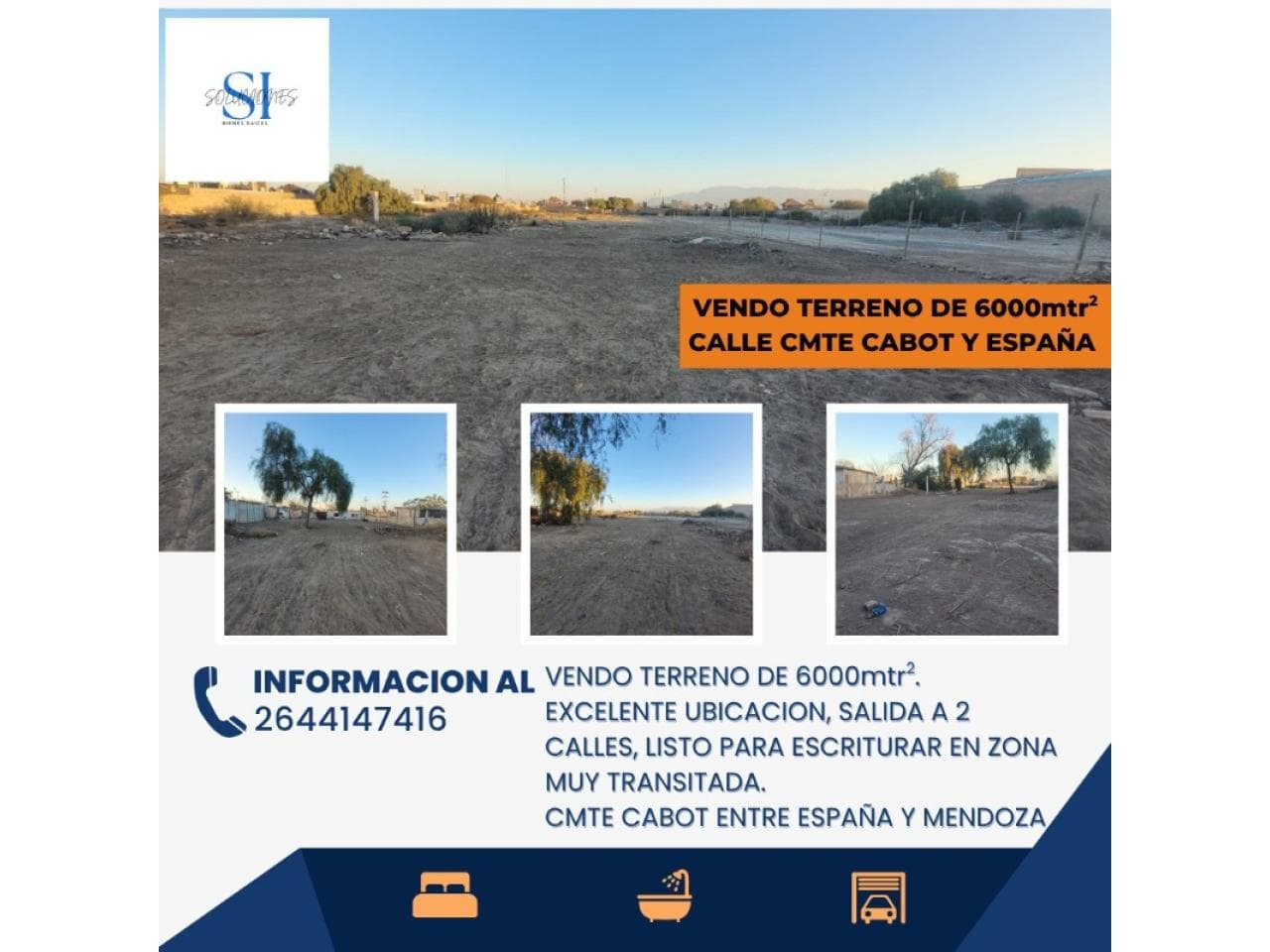 Venta. Terreno 6000mtrs Zona Calle Mendoza Y Cabot Salida A 2 Calles