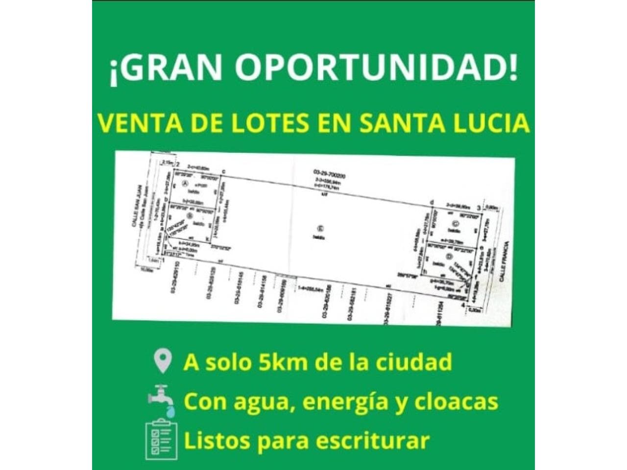 Venta. Lotes 1100m2 En Santa Lucia