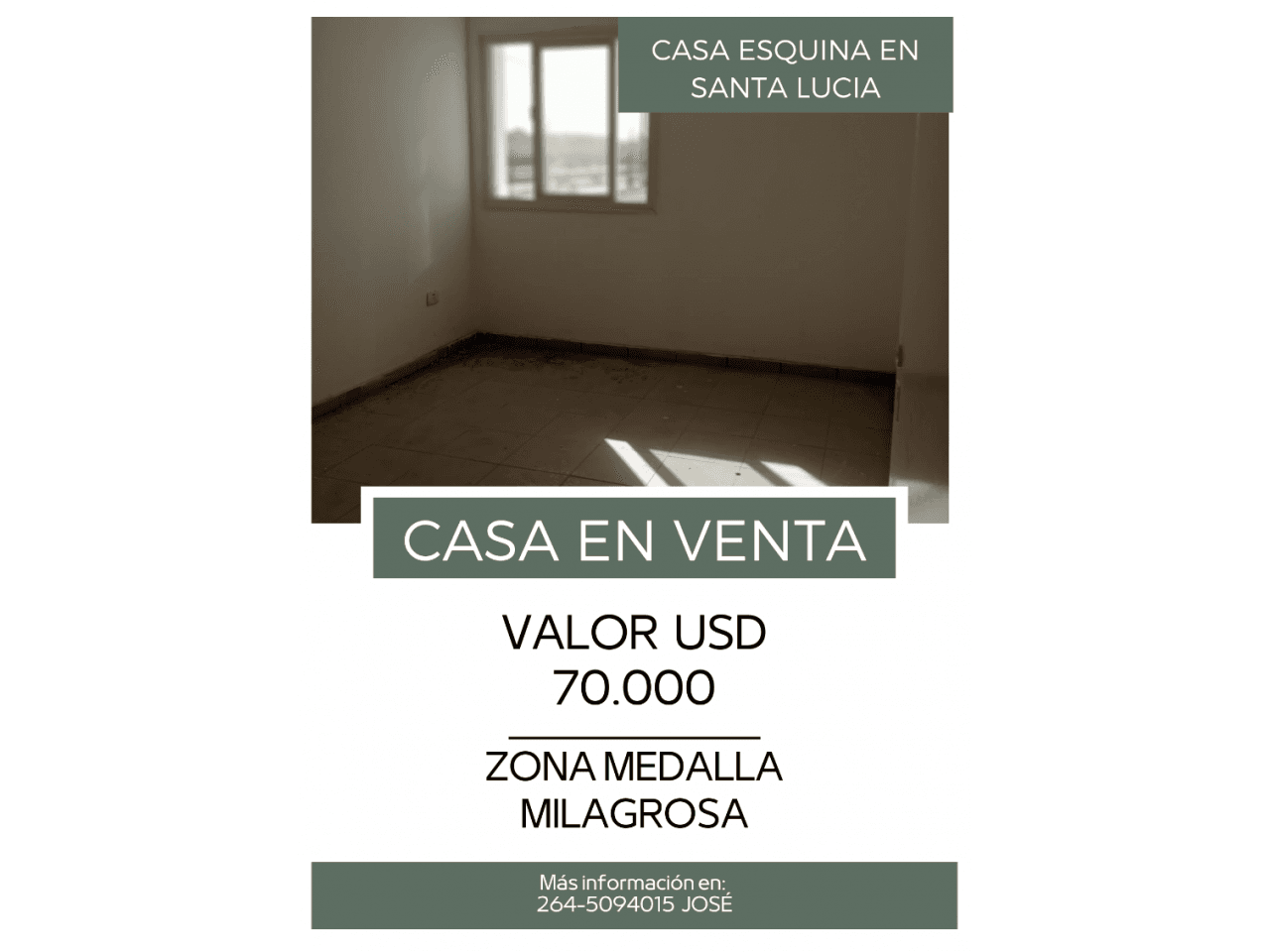 Venta. Casa En Santa Lucia Es Esquina De 3 Habitaccion, Lista Para Escriturar.