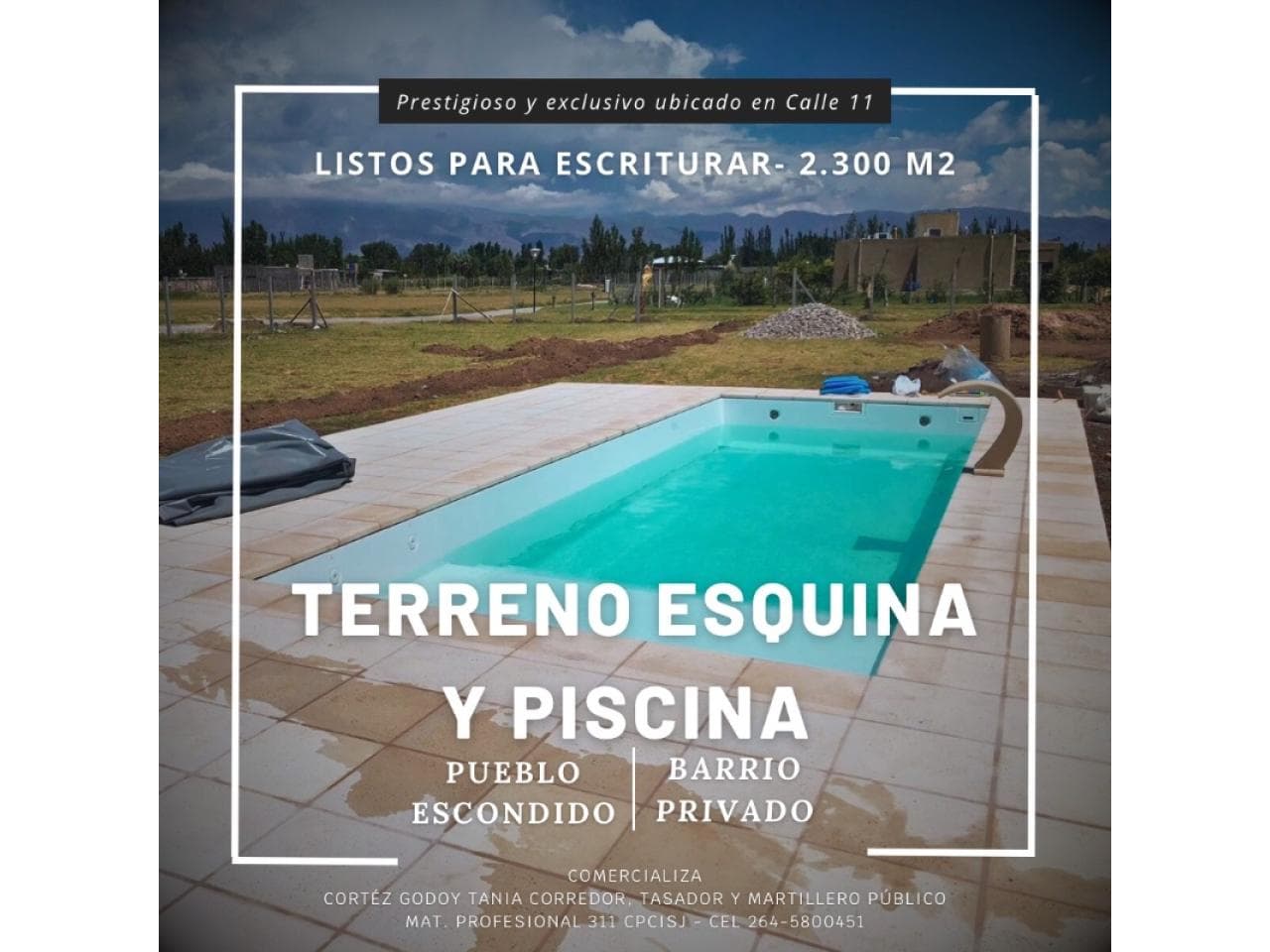 Venta De Terreno Esquina, Barrio Privado Pueblo Escondido - 2300m² - Sobre Calle 11