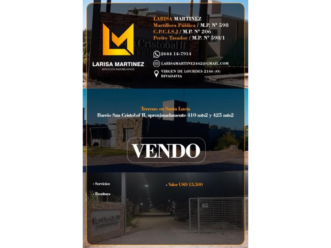 Venta En Santa Lucia Barrio San Cristóbal Ii, Lote De 410 Mts2 Y 425 Mts2 Aprox. Servicios Y Escritura.
