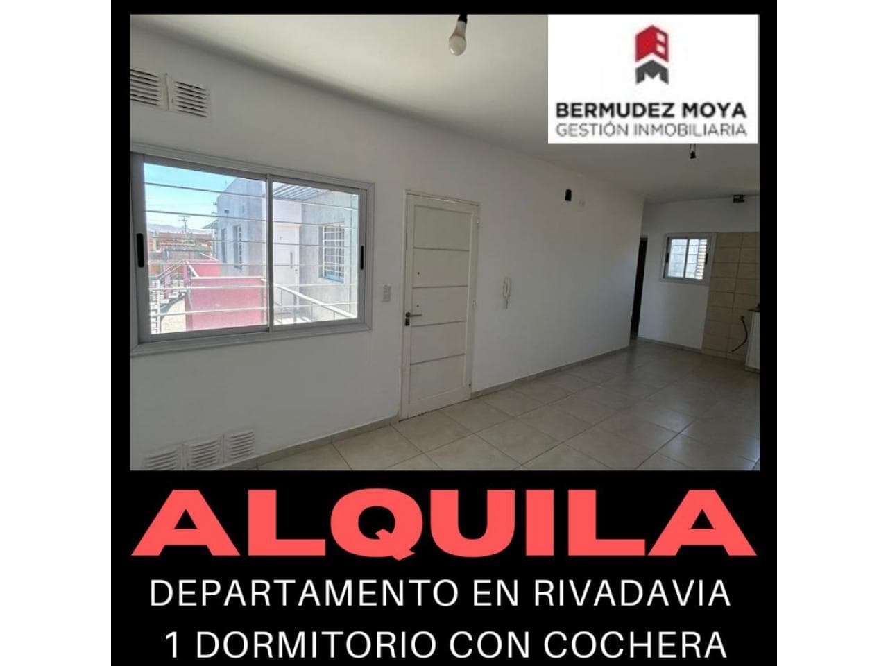 Alquiler.  Departamento En Rivadavia, Planta Baja,1 Dormitorio, 1 Baño, Patio Y Cochera, Cerca Hospital Marcial Quiroga