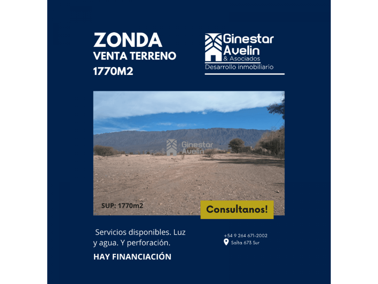 Venta Terreno Zonda 1770 M2 Ideal Casa Quinta O Desarrollo Inmobiliario Cabañas