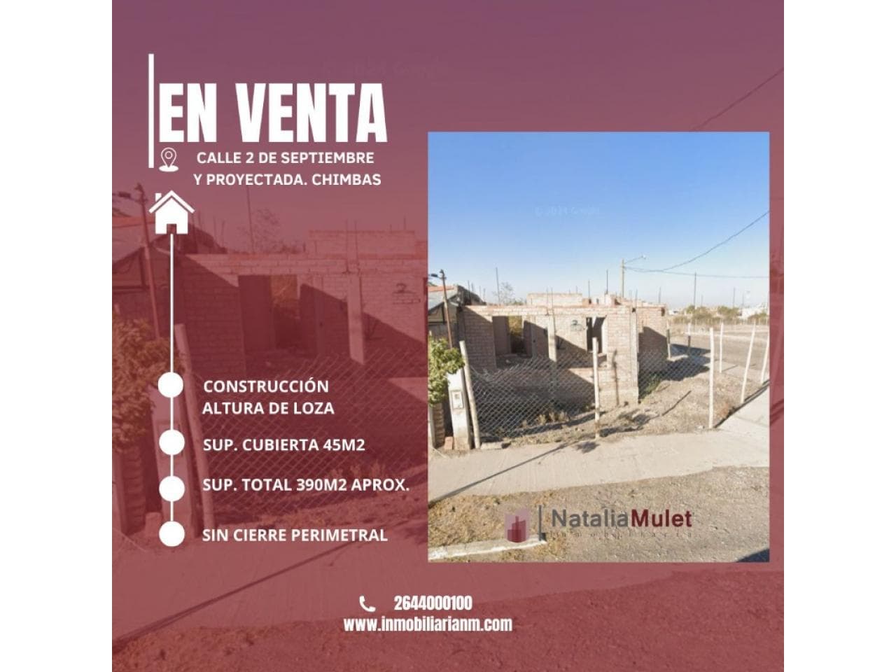 Venta. Lote, Con Construcción De Altura De Loza  45m2