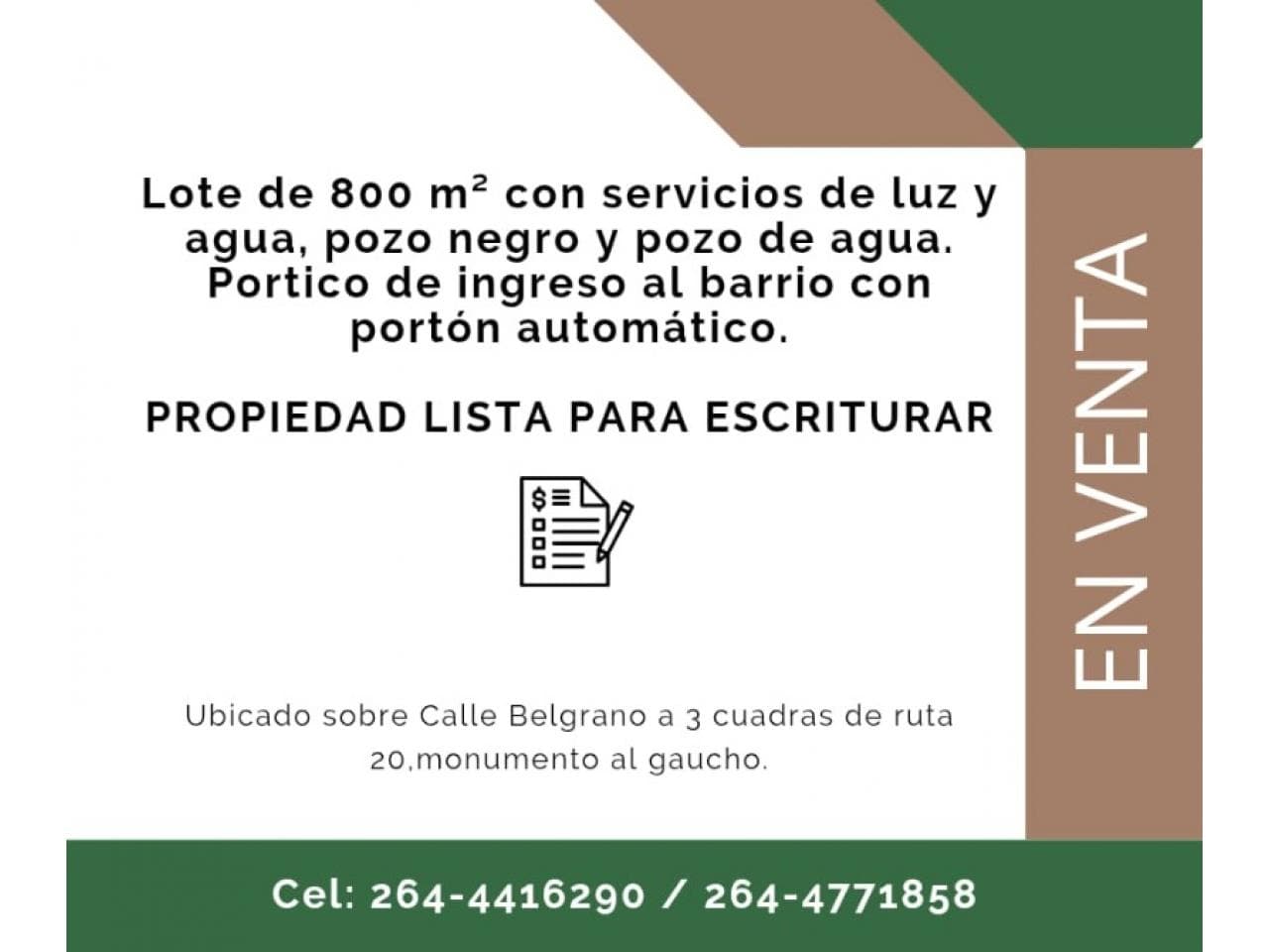 Venta: Lote  A Pocos Metros De Ruta 20, Monumento Al Gaucho. Rawson
