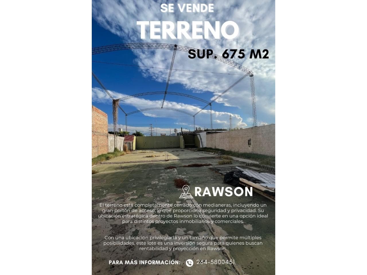 Lote En Venta En Rawson, 675m² Ubicación Estratégica Y Gran Potencial De Desarrollo