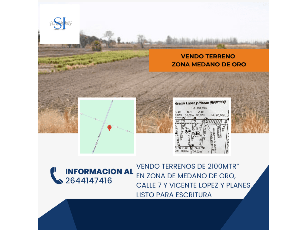 Venta Terreno 2100mtr.  Zona Medano De Oro. Rawson