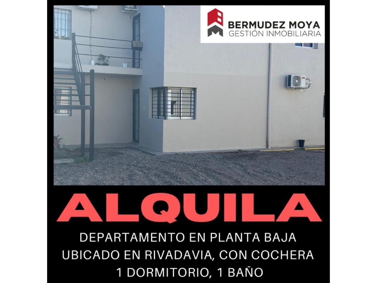 Alquiler. Departamento En Rivadavia, Planta Baja. 1 Dormitorio, 1 Baño, Con Cochera