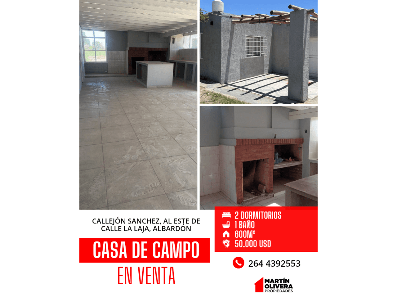 Venta. Casa De Campo, 2 Dormitorios. Albardon