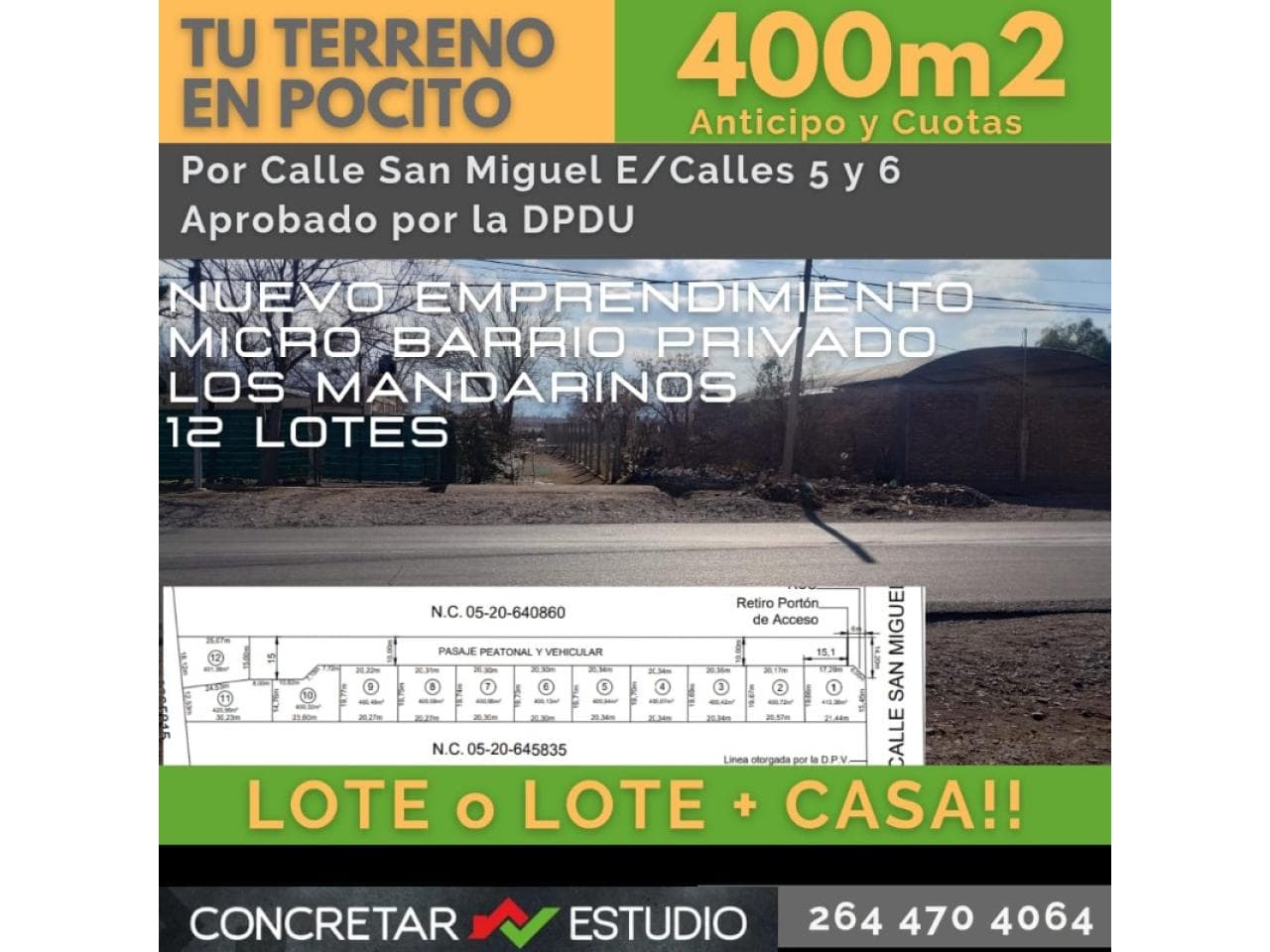 📍🏠 Venta Lote 400m2 Micro Barrio Privado + Casa. Pocito