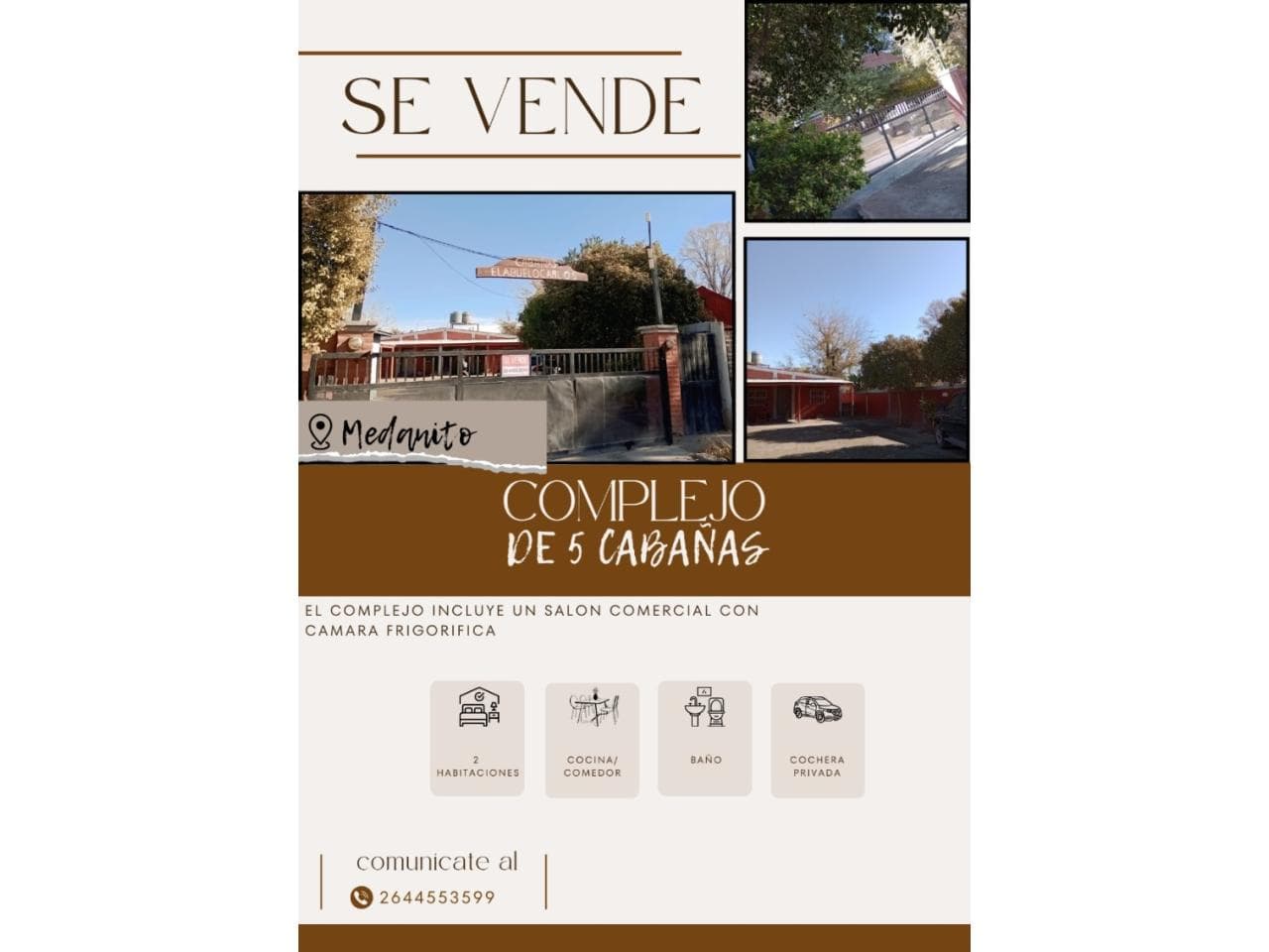 ¡ Escuchamos Tu Propuesta  Venta/permuta Complejo - 5 Cabañas Equipadas Más Salón Comercial Trabajando