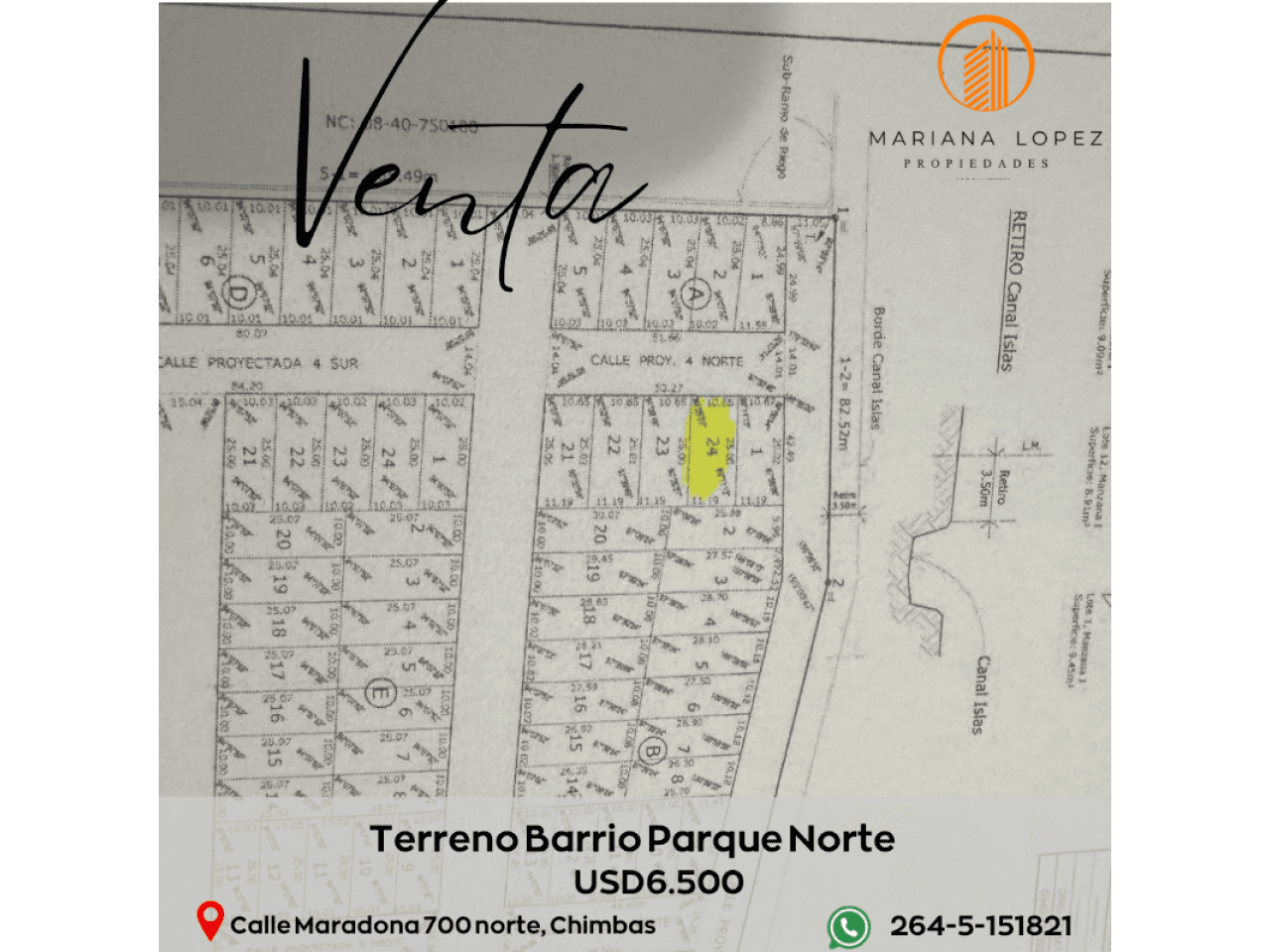 Venta Terreno En Loteo Parque Norte. Chimbas