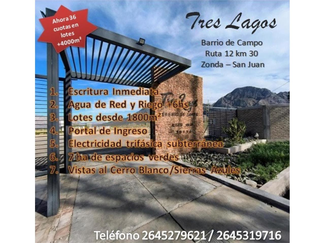 Lote Nº  01 Zonda ( Tres Lagos ) (  2.185 M2 )