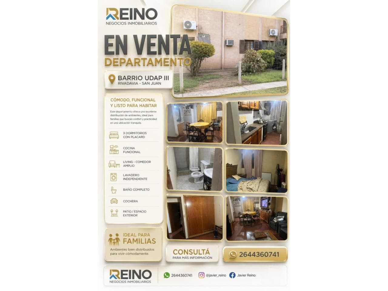 🏡 Vendo Departamento  Barrio Udap Iii  Rivadavia 🏡