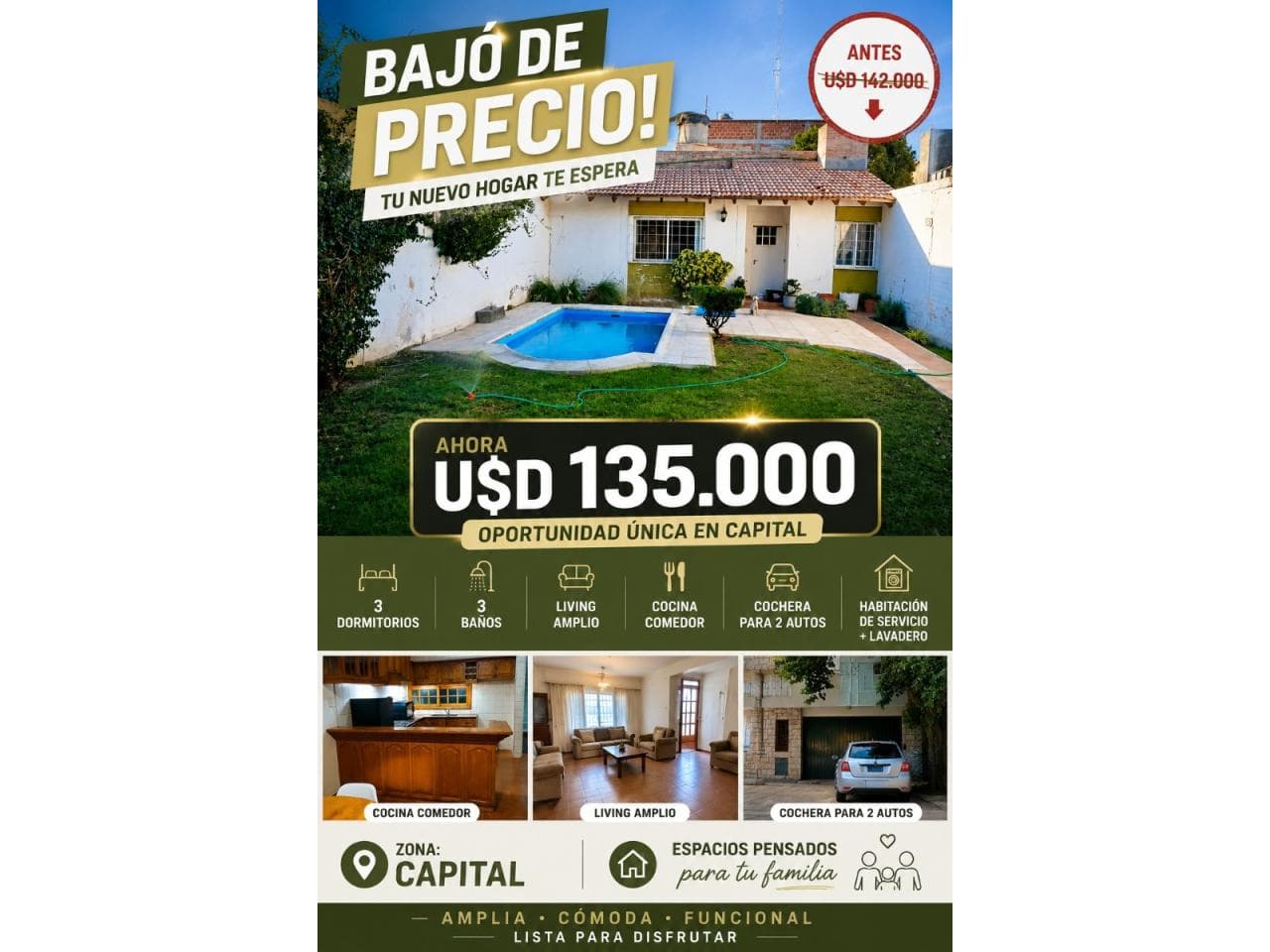 Oportunidad - Inversion Casa 2 Plantas En Capital Con Pileta  3 Dormitorios  Oportunidad