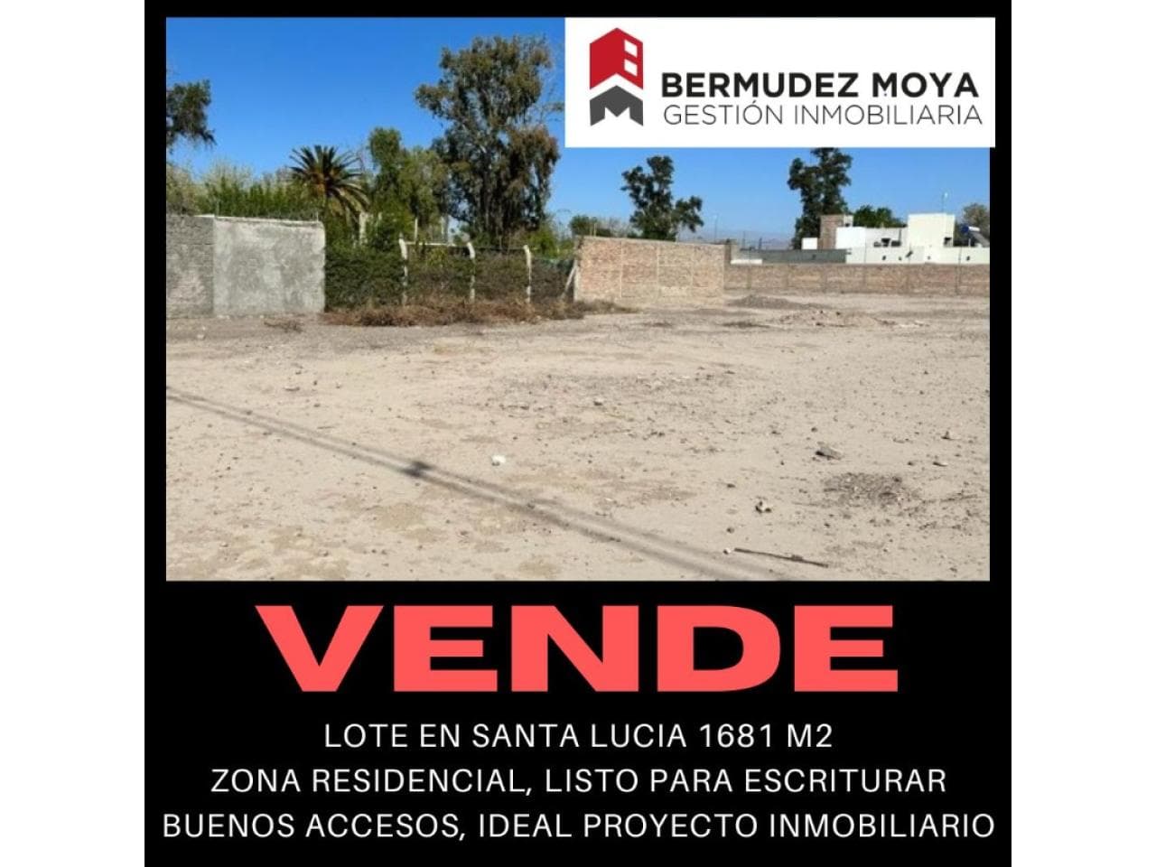 Venta. Lote En Santa Lucia De 1681 M2, En Hermosa Zona Residencial De Alto Crecimiento, Listo Para Escriturar