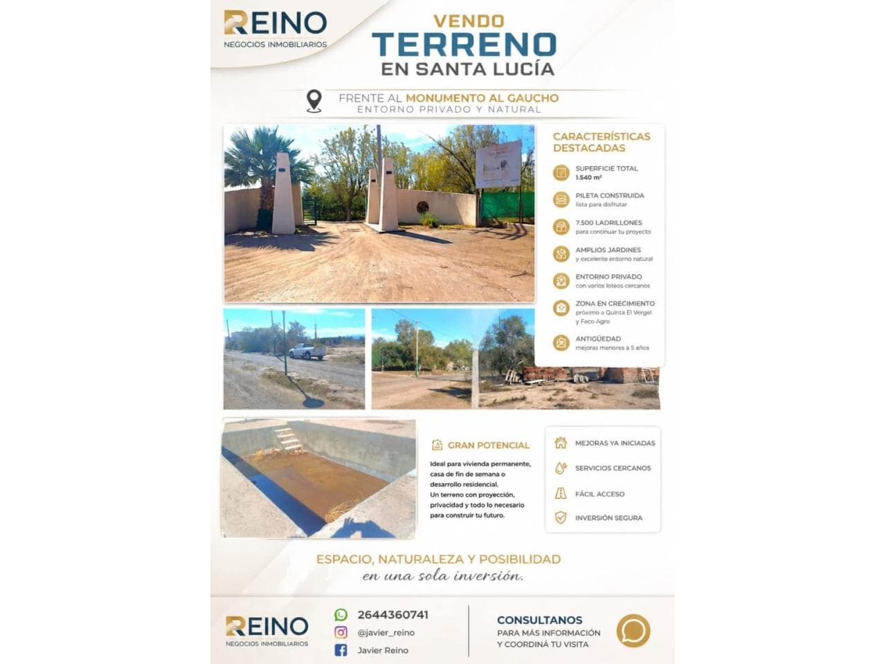 Vendo Terreno Con Pileta 1540 M2 Loteo Privado Los Troncos. Santa Lucia