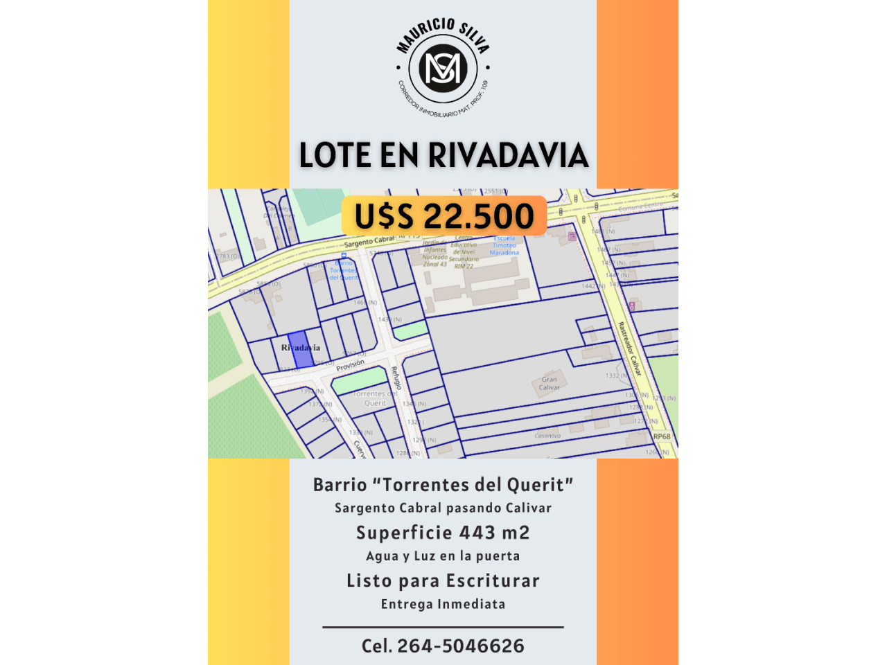 Venta Lote De 443m2, En Rivadavia