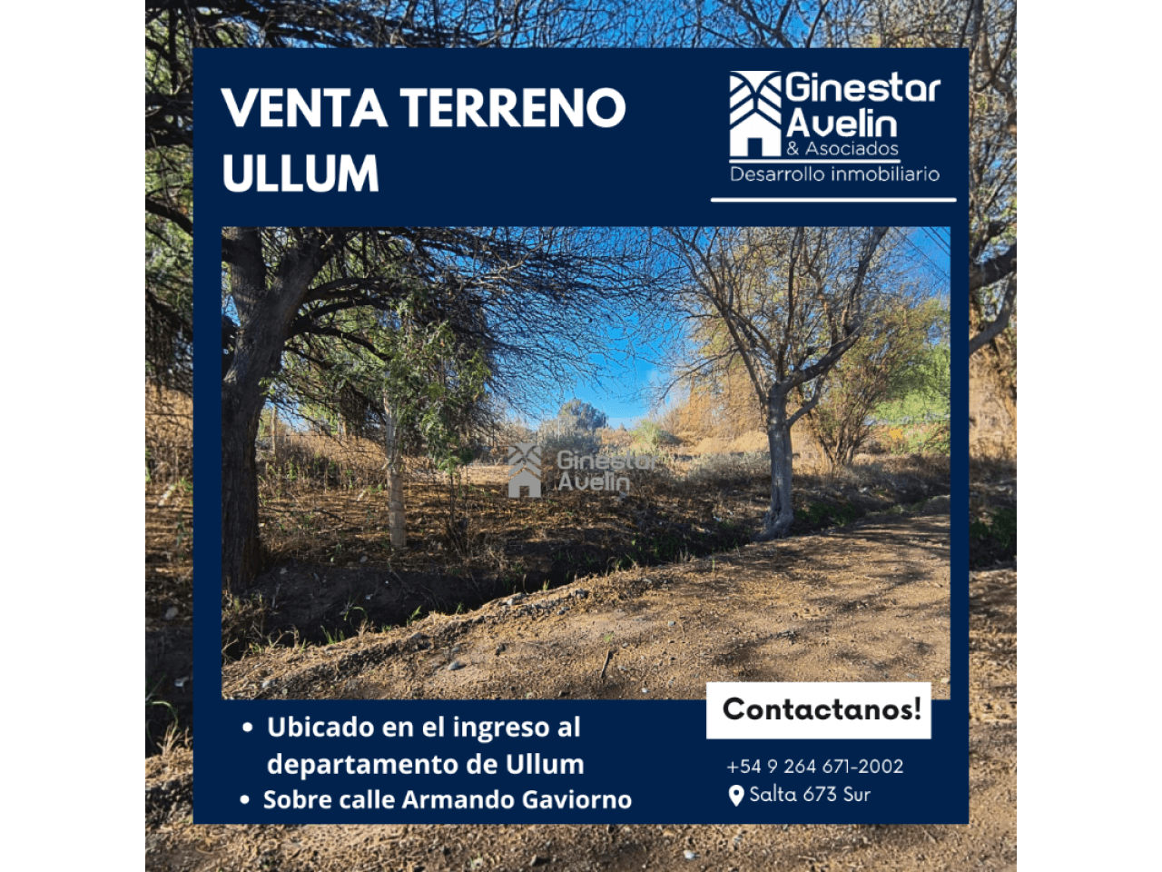 Venta - Terreno - Ullum - 1075m2 - Excelente Vistas - Servicios De Agua, Luz Y Teléfono