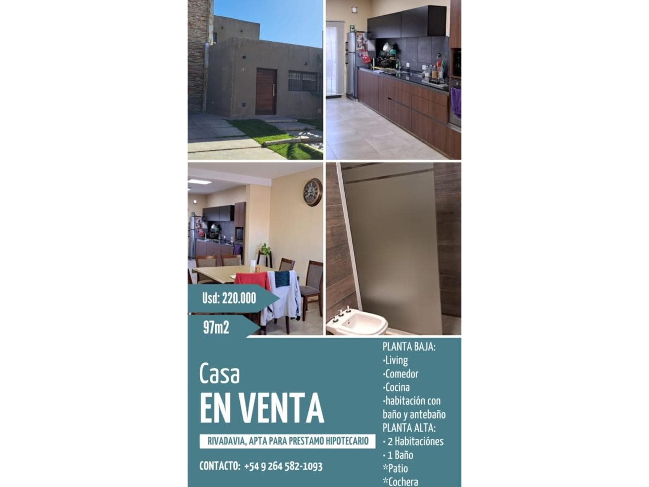 Venta Casa Dos Plantas, Apta Prestamo Hipotecario. Rivadavia