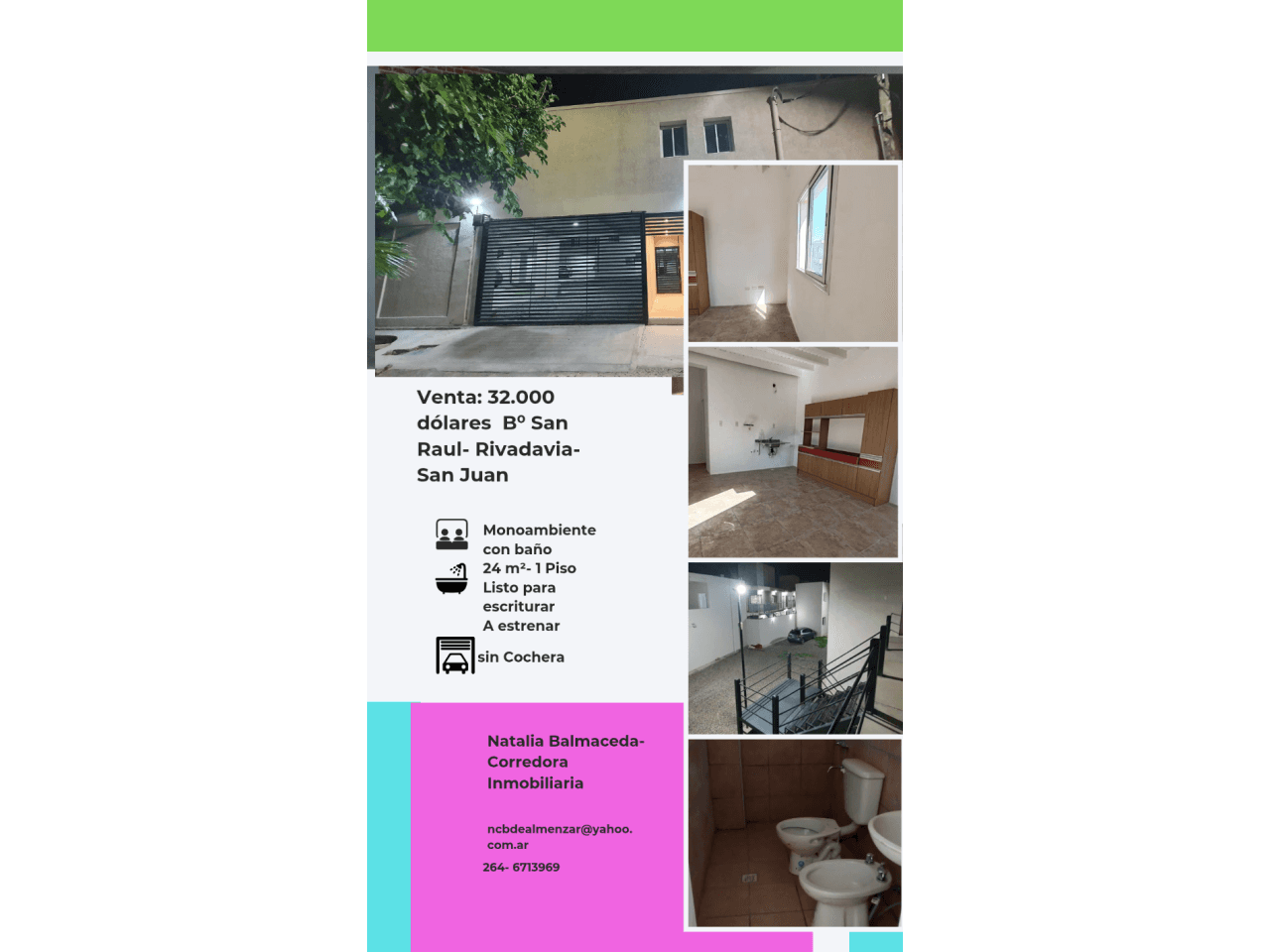 Venta. Monoambiente A Estrenar. Rivadavia