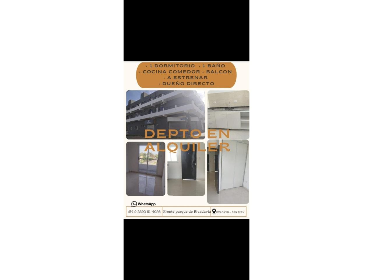 Alquiler Departamento A Estrenar 2 Ambientes. Rivadavia