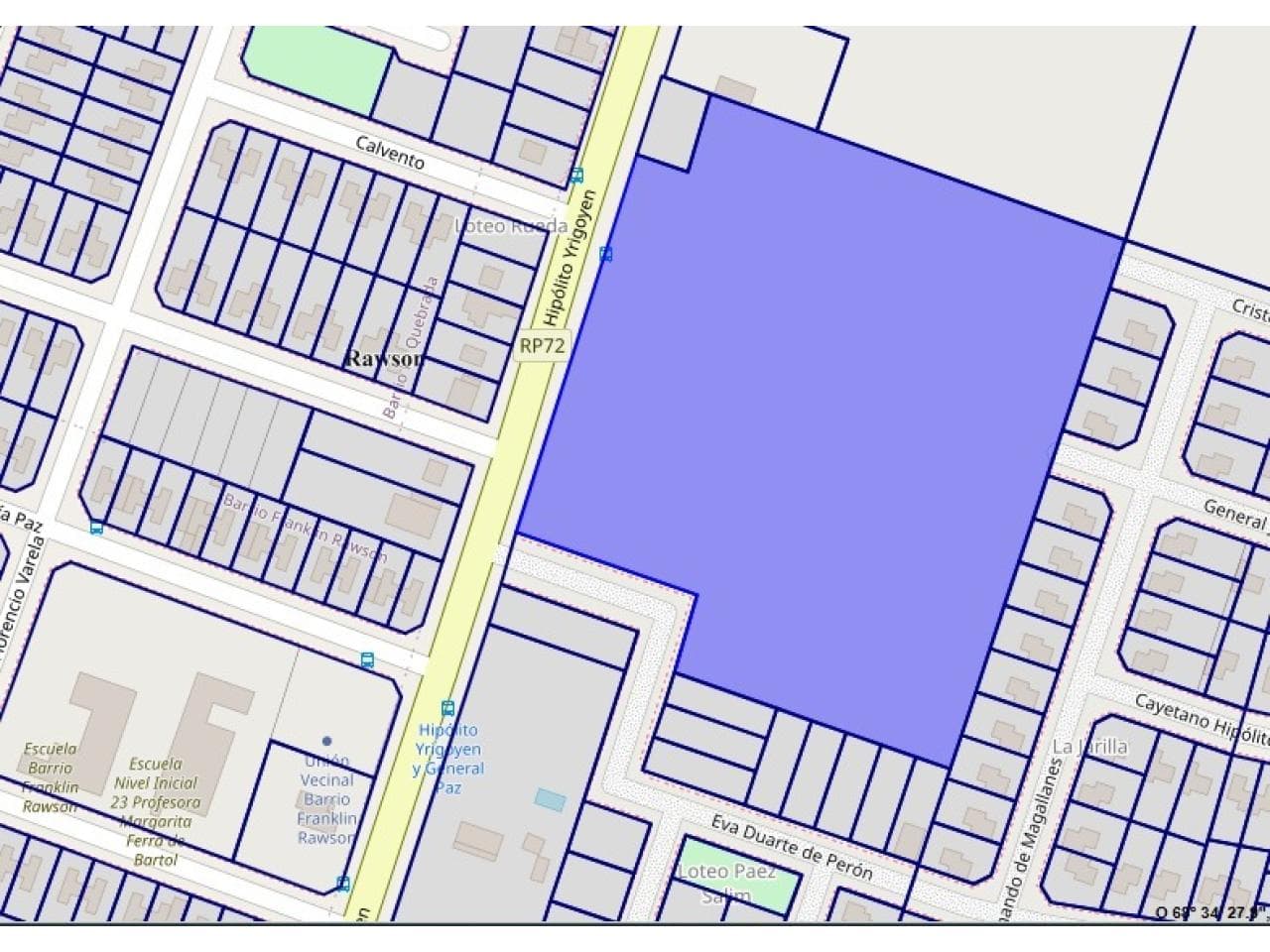 Venta. Terreno En Hipolito Yrigoyen Entre Calles Dr. Ortega Y Bv Sarmiento De 25.000 M2 Ideal Loteo. Rawson