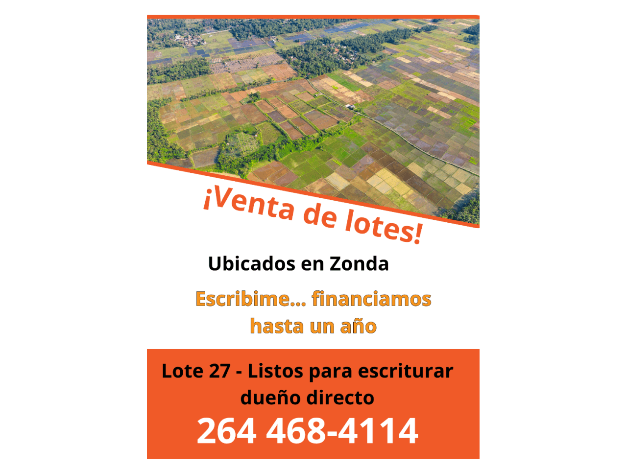 Lote - Dueño Directo Vende Terrenos En Zonda - Agua . Cloaca Y Calle Con Ripio - Lote 27