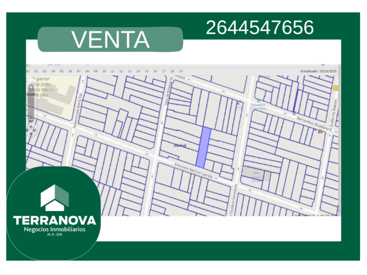 Venta Terreno En Jachal A 2 Cuadras De Plaza Departamental