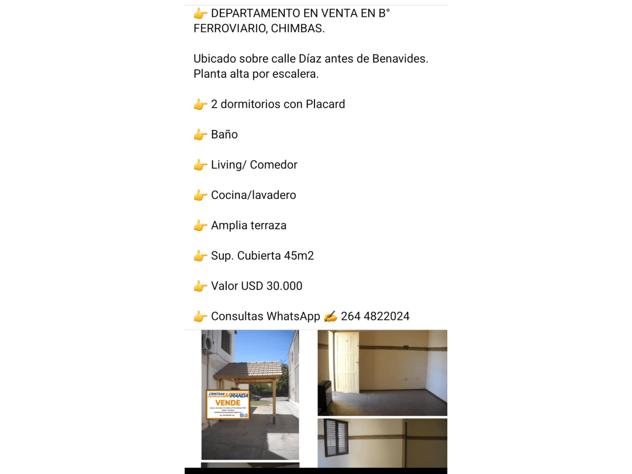 Departamento En Venta B° Ferroviario Chimbas