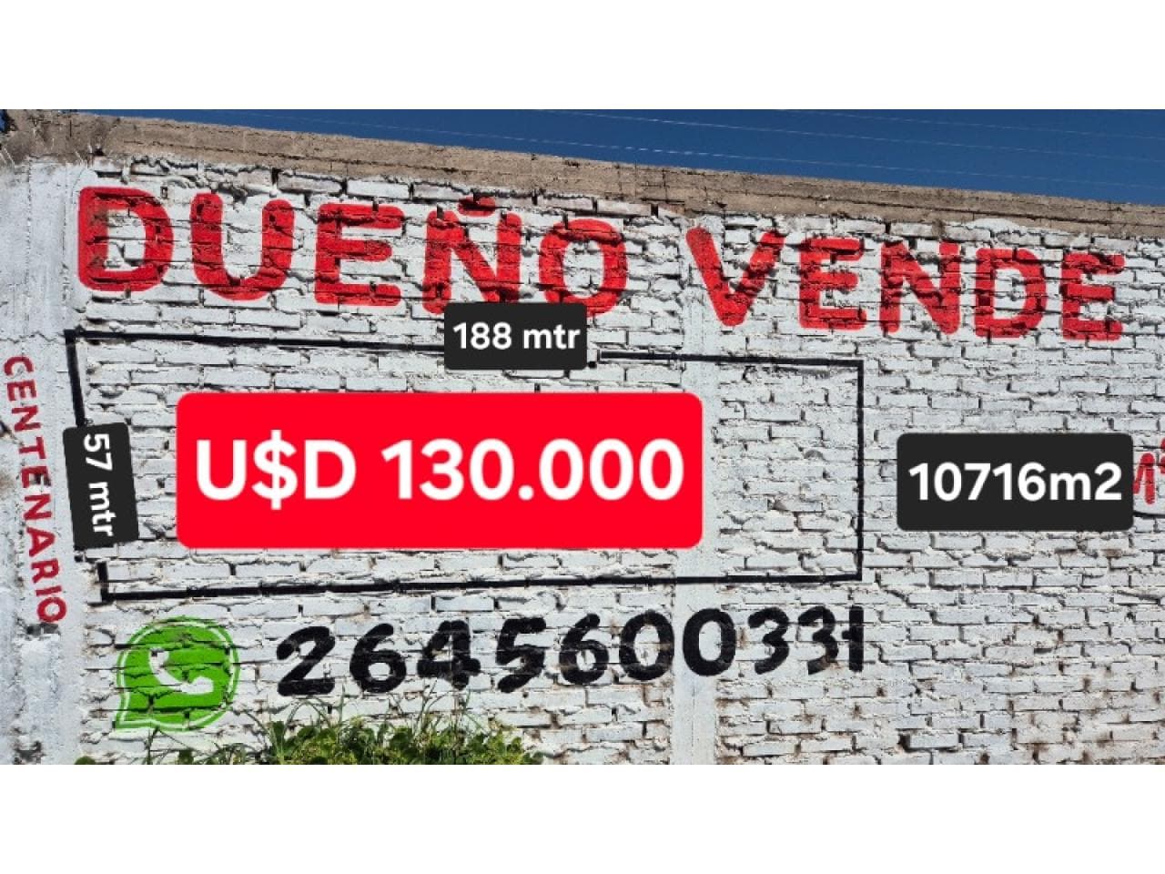 Dueño Vende Terreno De 10716m2. Chimbas