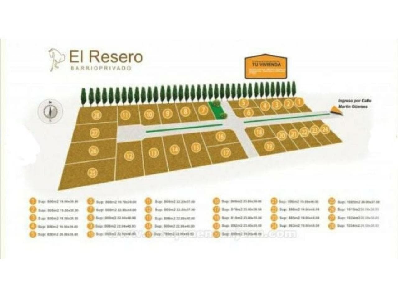 Venta. Lote 800m Barrio El Resero - Santa Lucía